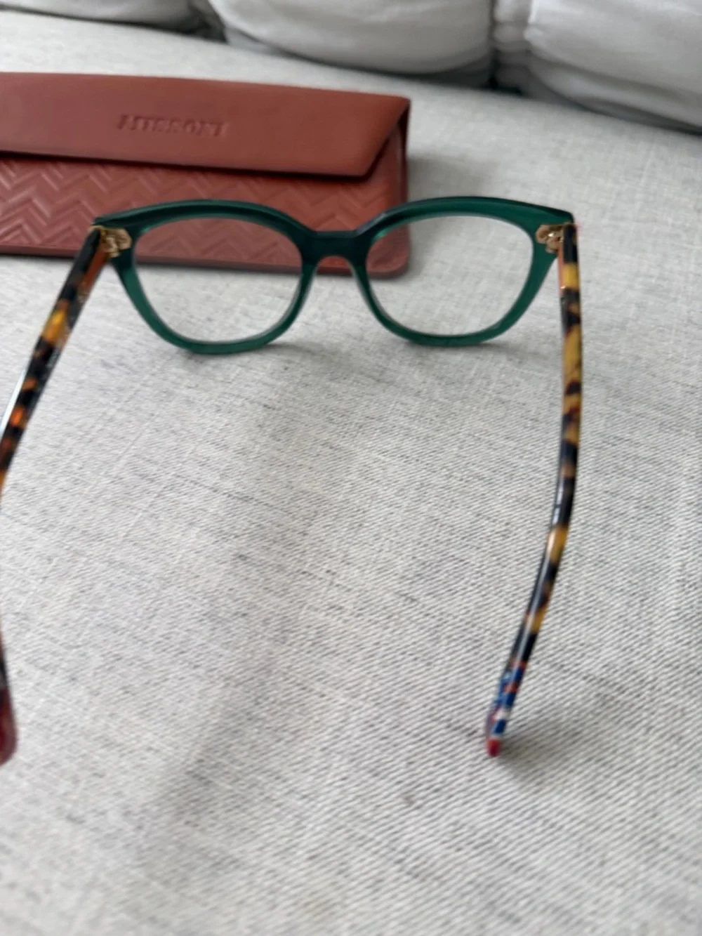 Missoni Green Translucent Square Optical Glasses with Tortoiseshell Temples - Picture 6 of 7